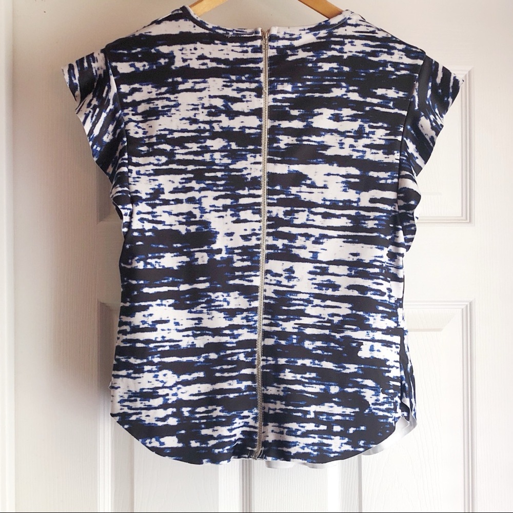 SOLD Zara Blue & White Tie Dye Peplum Blouse - Picture 2 of 7